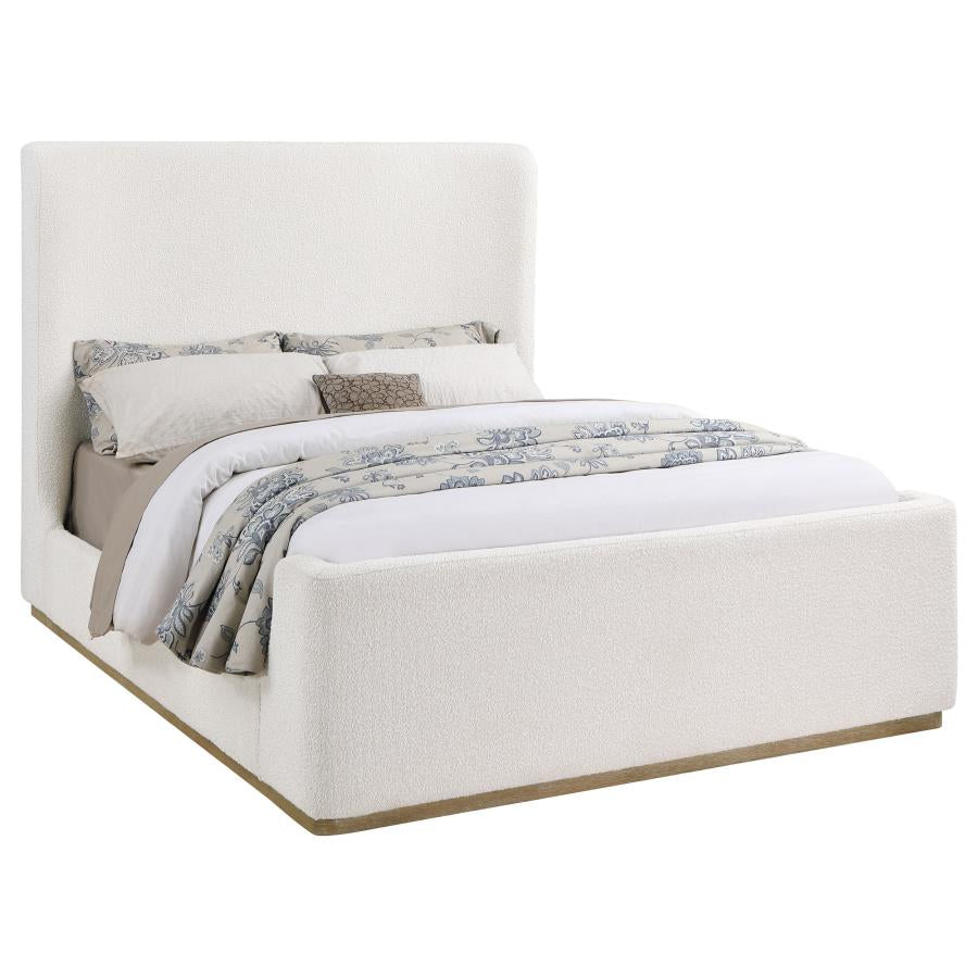 Boucle Upholstered Wingback Platform Sleigh Bed Cream – Bella Nova