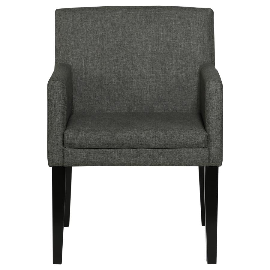 Catherine Upholstered Dining Arm Chair Charcoal Grey and Black (Set of 2)