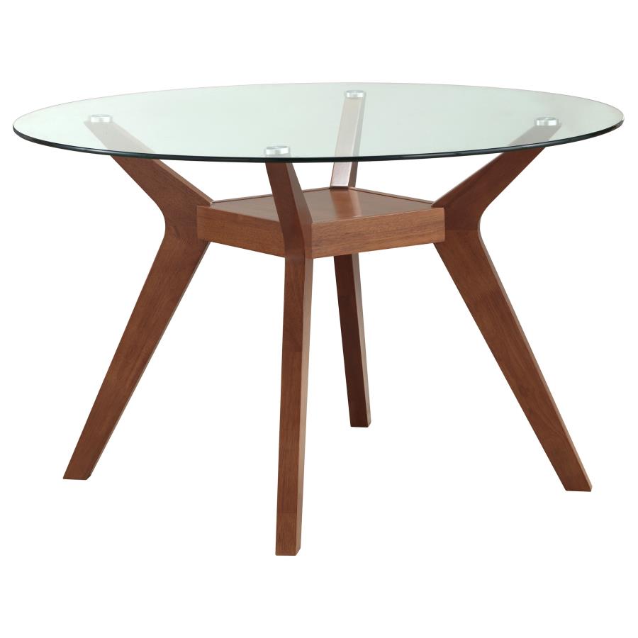 Paxton 48" Round Glass Top Dining Table Clear and Nutmeg