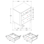 Arini 3-drawer Nightstand Bedside Table with USB Outlet Black