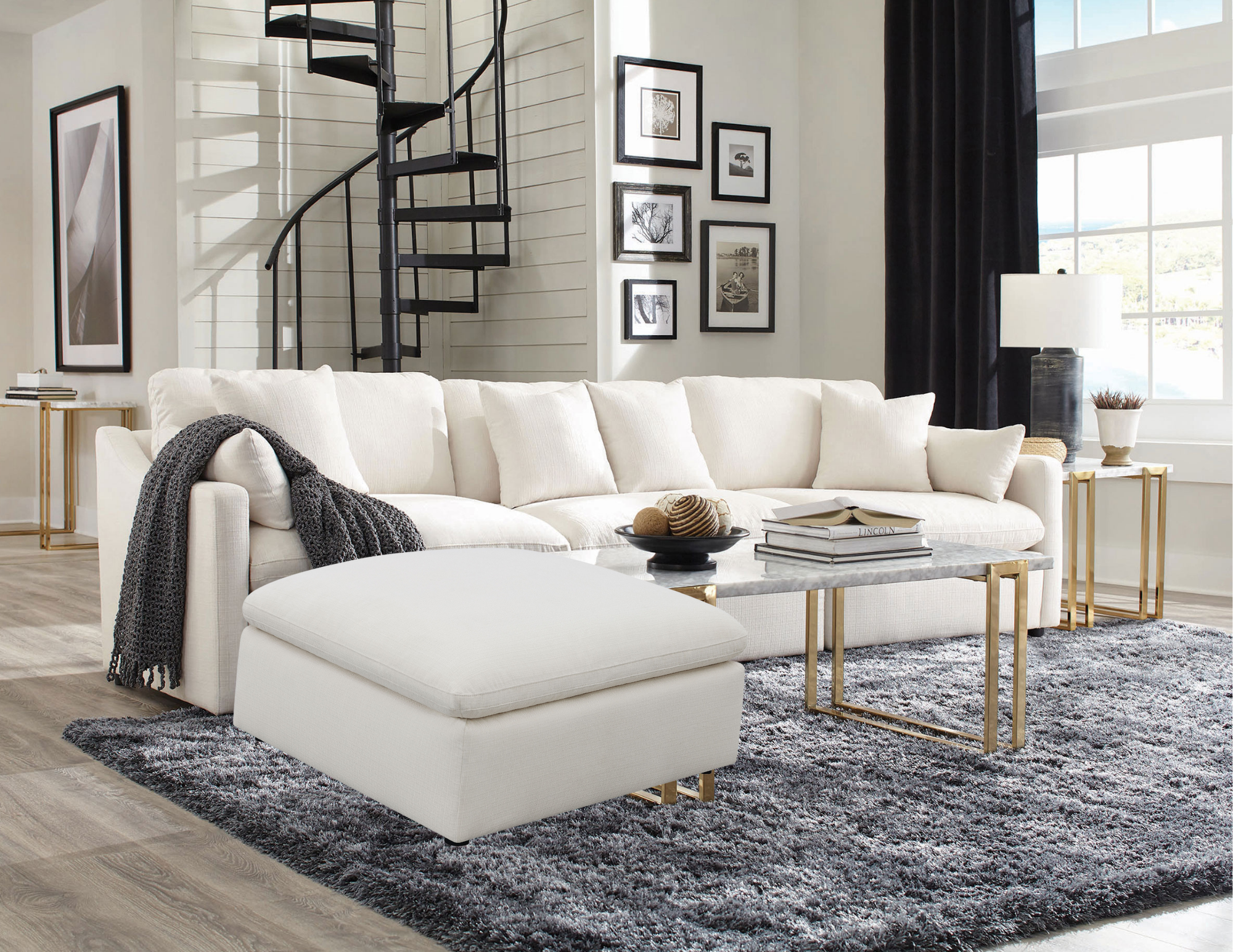 Terra 4-Piece Cloud Couch Sectional (Ottoman Included)