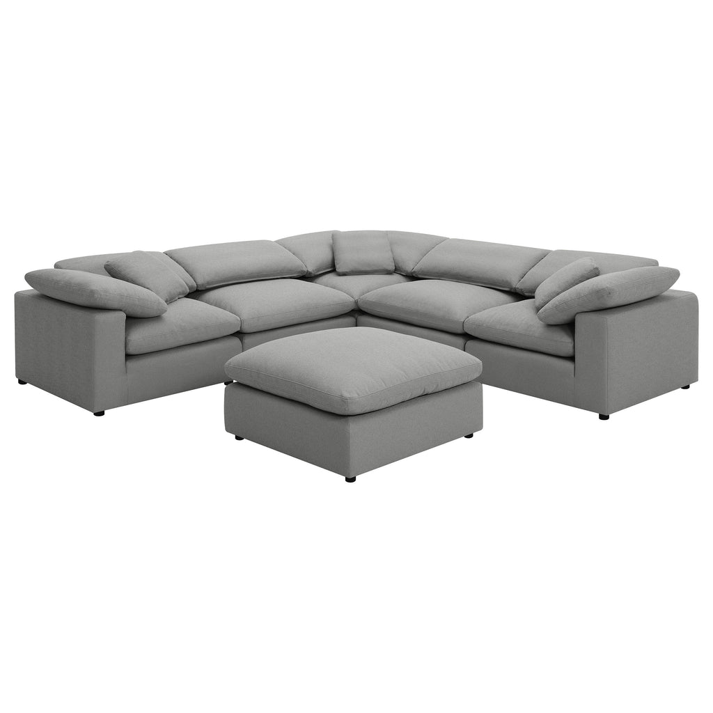 Grey Boucle 6-Piece Cloud Couch Ottoman Included