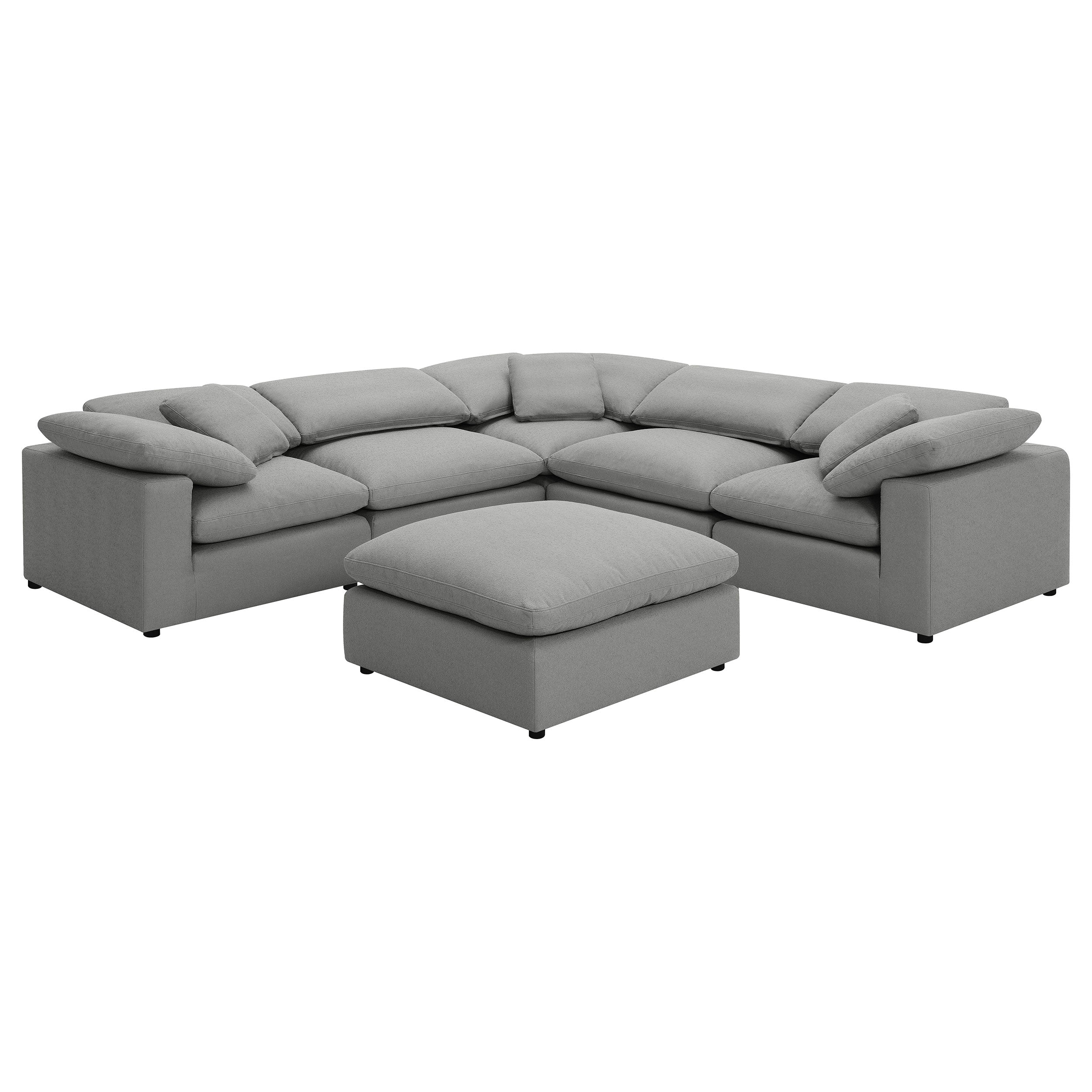 Grey Boucle 6-Piece Cloud Couch Ottoman Included
