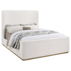 Nala Upholstered Wingback Platform Sleigh Bed Cream