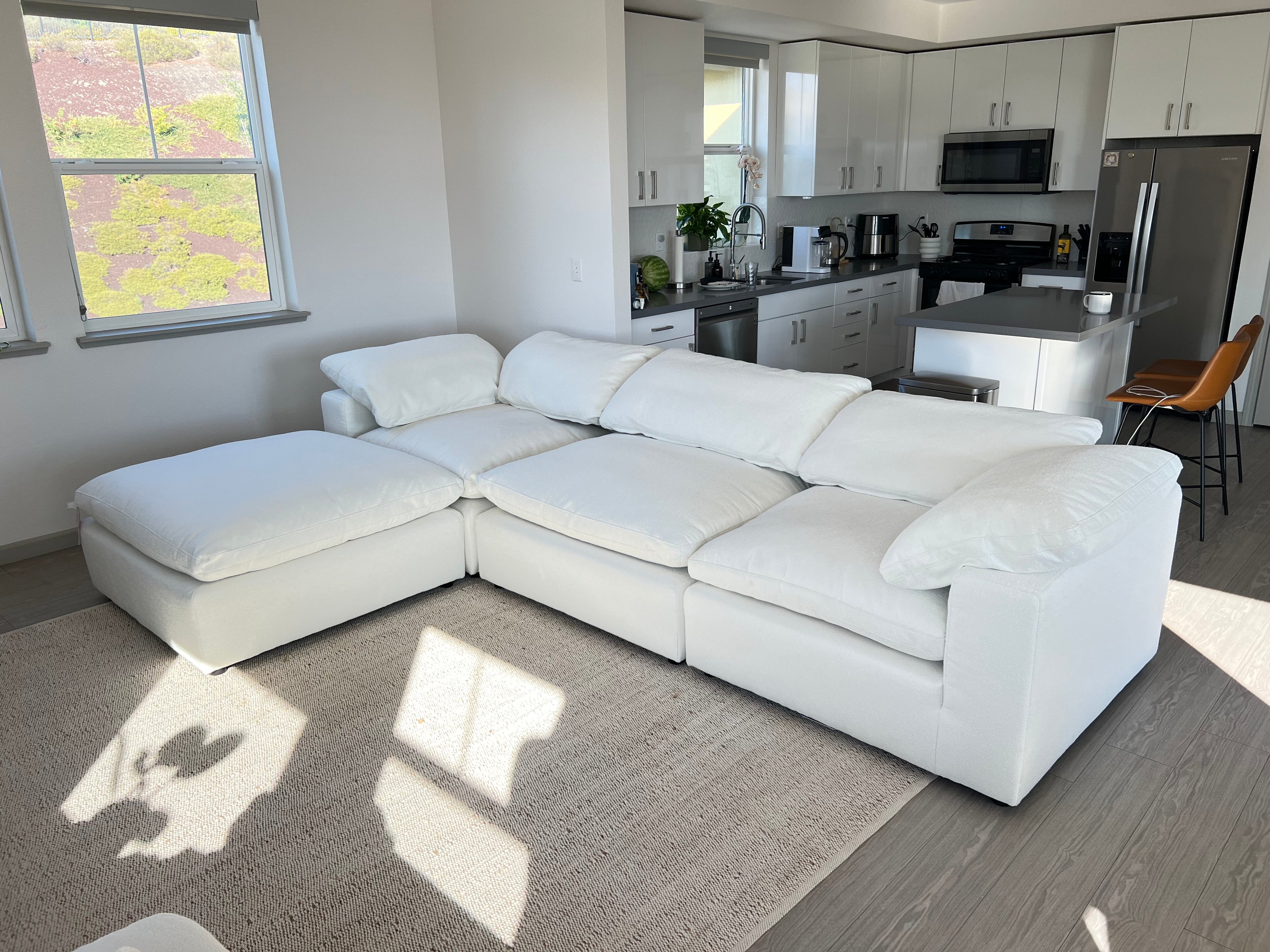 Boucle Luxe 4-Piece Sectional - Ottoman Included