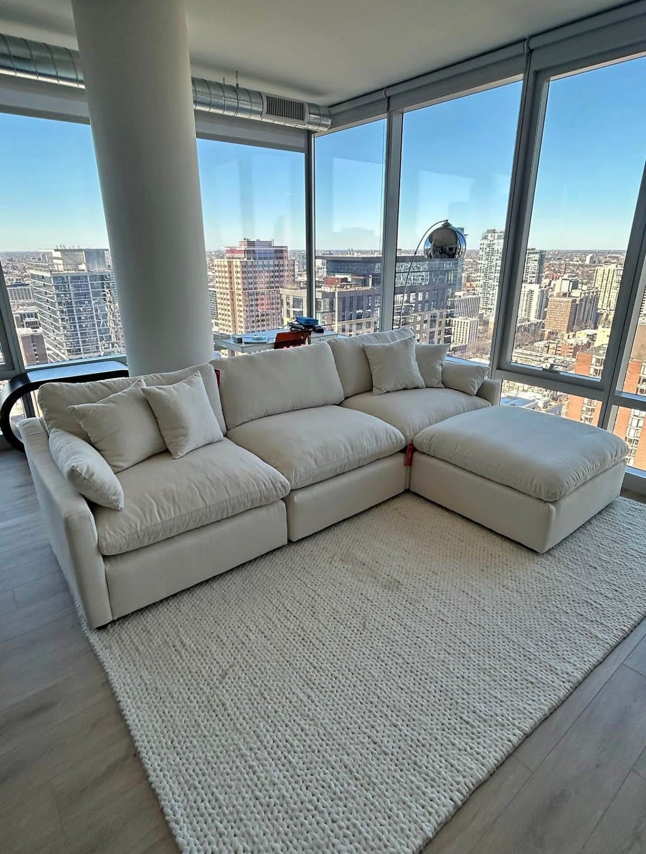 Terra 4-Piece Cloud Couch Sectional (Ottoman Included)